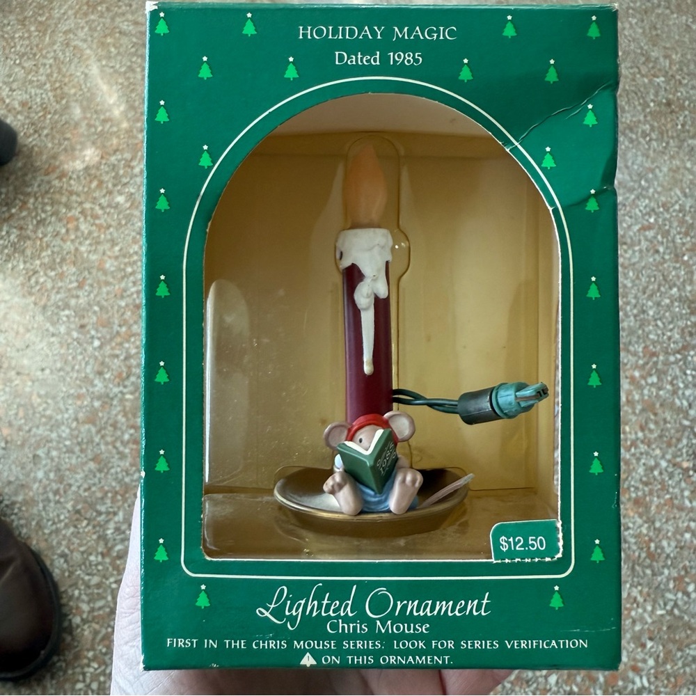 Hallmark Holiday Magic 1985 lighted ornament first in the series, Chris Mouse
